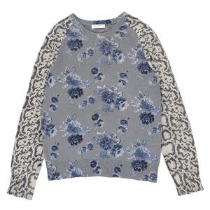 EQUIPMENT 100% Cashmere Sweater Floral Python Snake Print Maximalist Casual Boho
